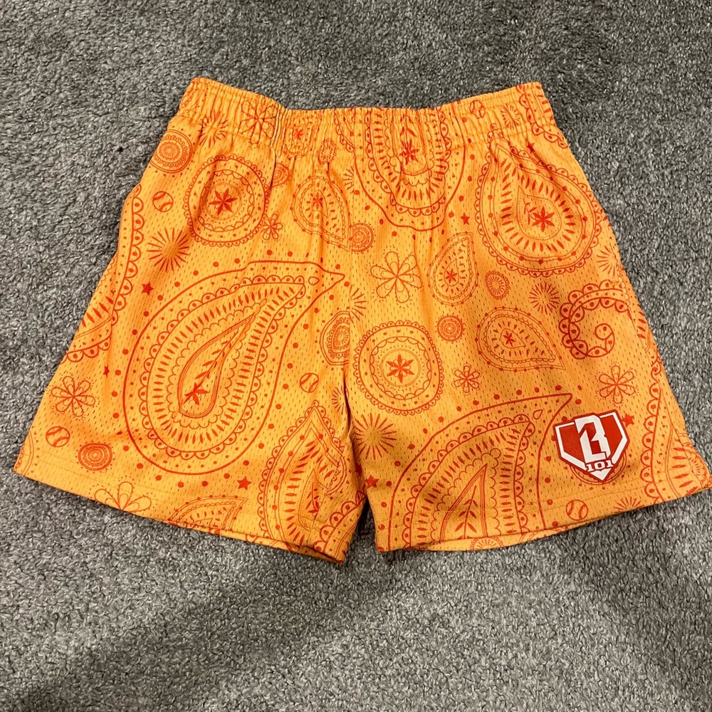 Orange Paisley Kids Shorts